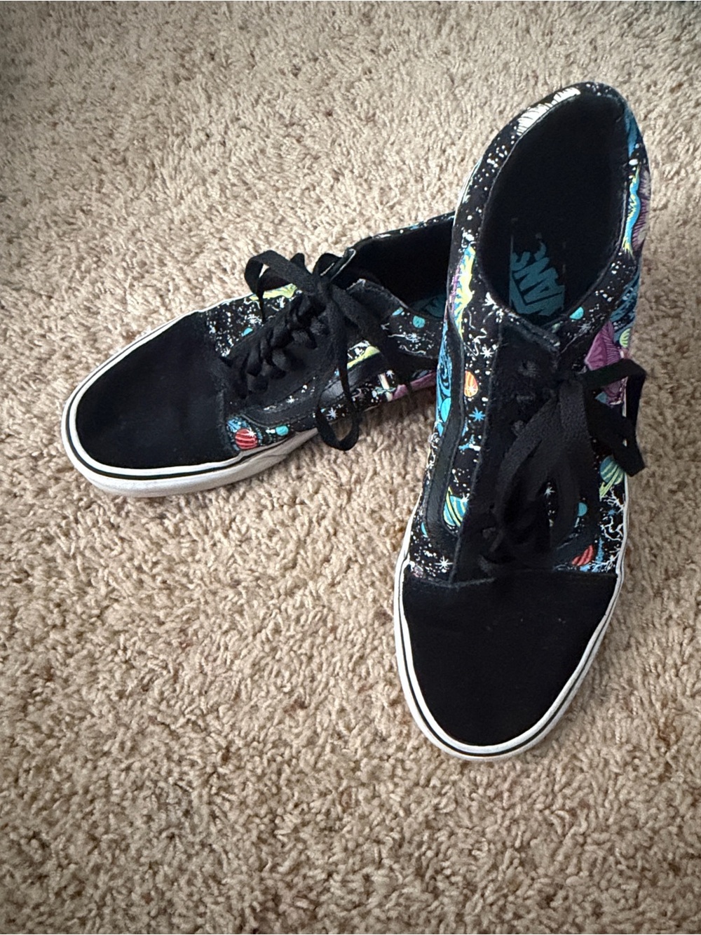 Vans Black Canvas Low-Top Sneakers with Multicolor Space Print
